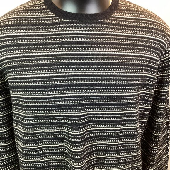 Polo Golf Ralph Lauren Mens Black & White Merino Wool Sweater L Striped Pattern - Picture 3 of 9